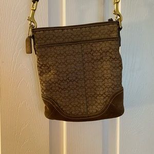 Coach Signature Brown and Tan Crossbody